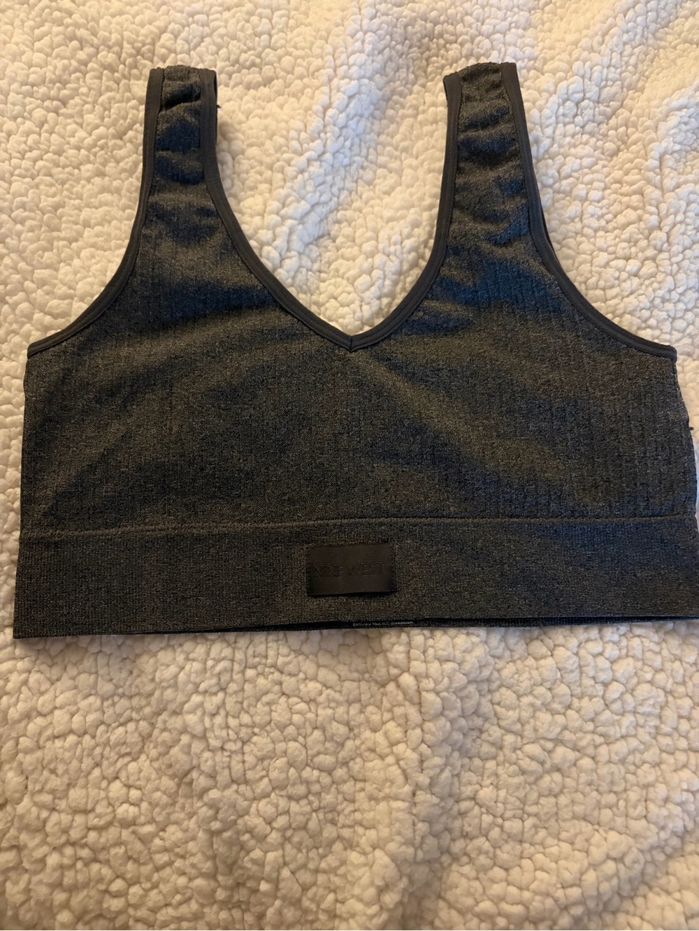 Nine West Charcoal Gray Seamless V-Neck Sports Bralette